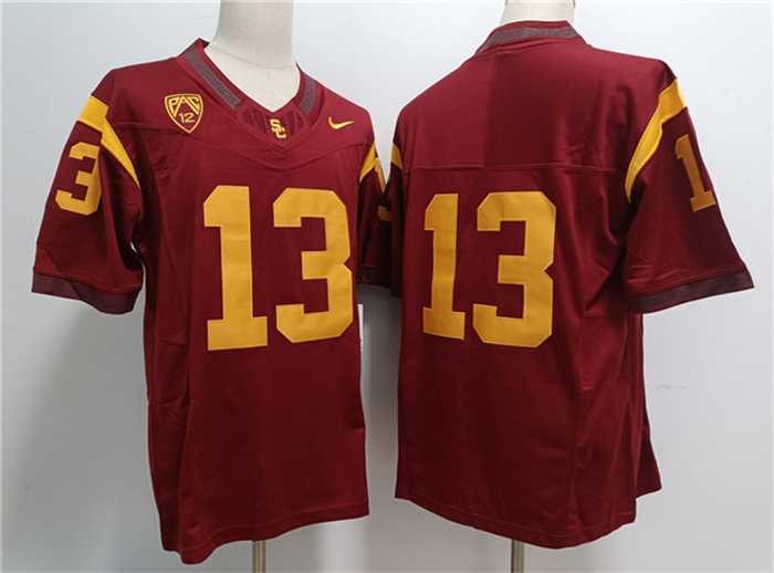 Mens USC Trojans #13 Caleb Williams Red Stitched Jersey->usc trojans->NCAA Jersey